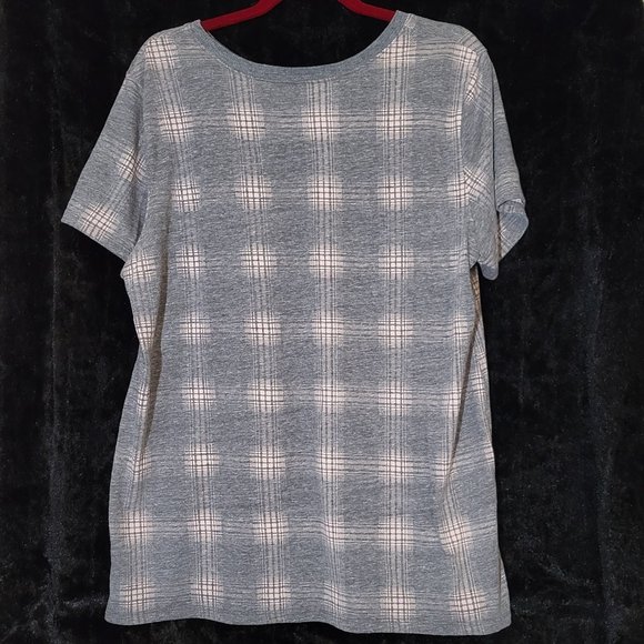 Torrid Classic Fit Tee - Plaid Gray & Peach Size 2 - Picture 4 of 5